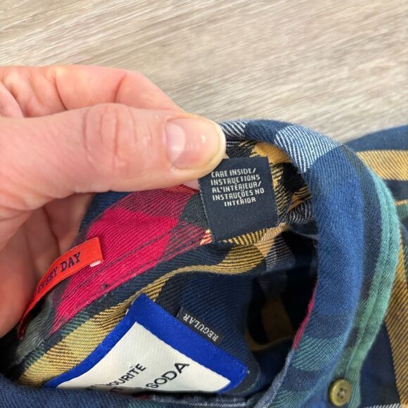 Scotch & Soda My Favorite Regular Fit Men Green Blue Flanel Cotton Shirt sz S - Picture 5 of 12